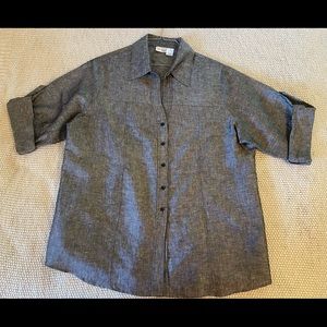 Harve Benard 1X black linen blouse, plus-size